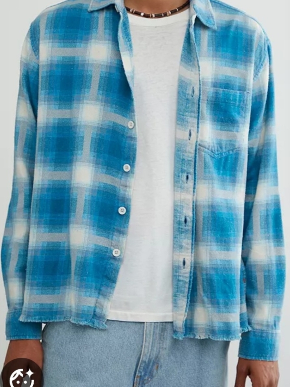 Urban Oufitter BDG Blue Vintage Plaid Button-Up Shirt - S-P - Picture 11 of 11